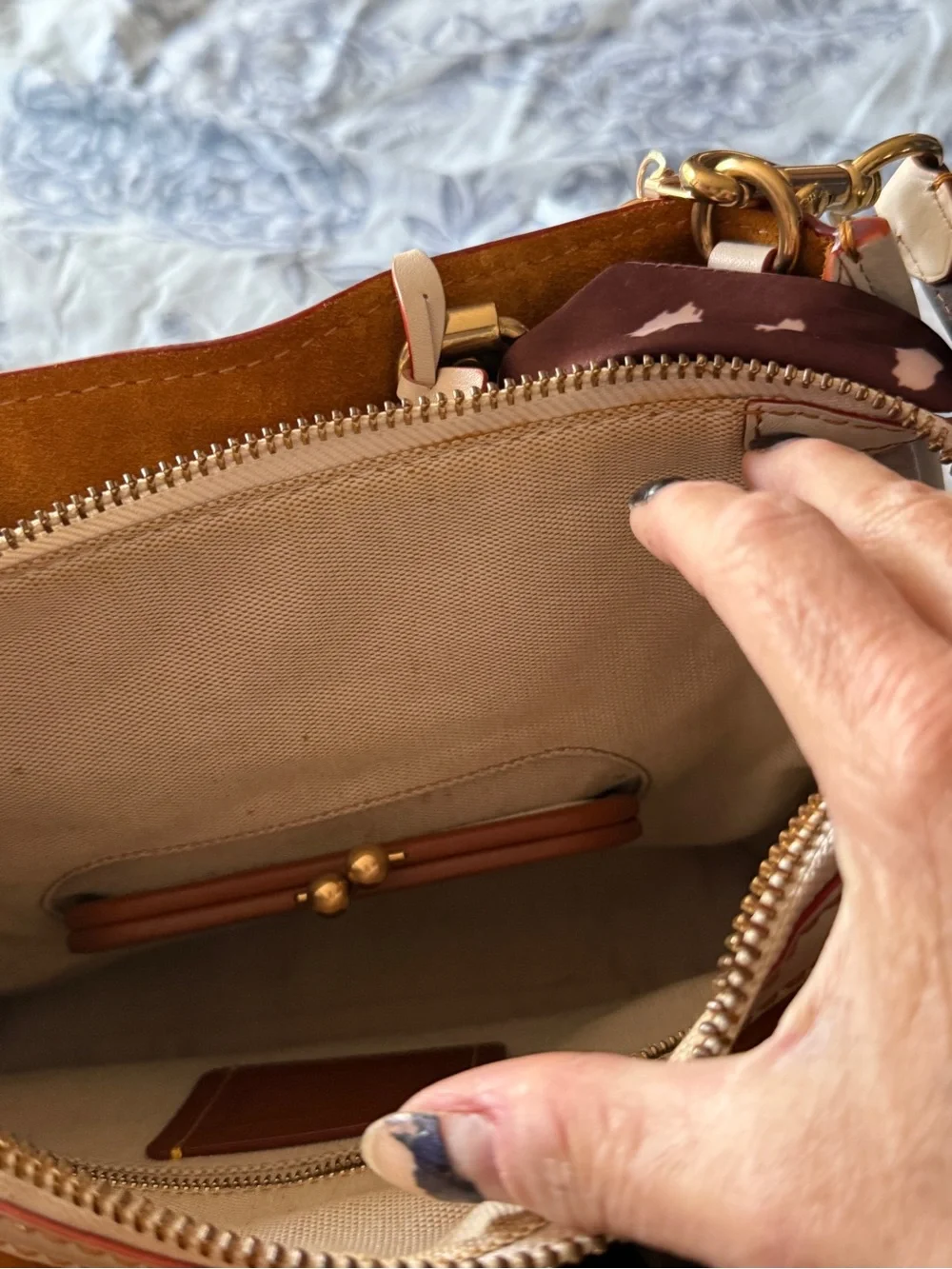 Coach Rogue 30 Leather Satchel Handbag in Cream